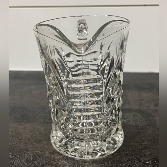 Vintage clear glass small pitcher pressed pineapple diamond design 5” tall - Picture 3 of 7